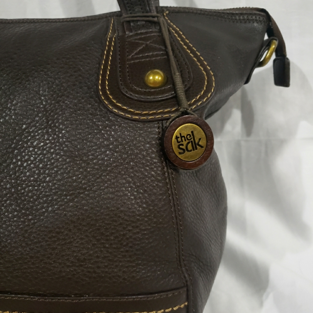 The Sak Vintage Large Brown Leather Tote Zippered